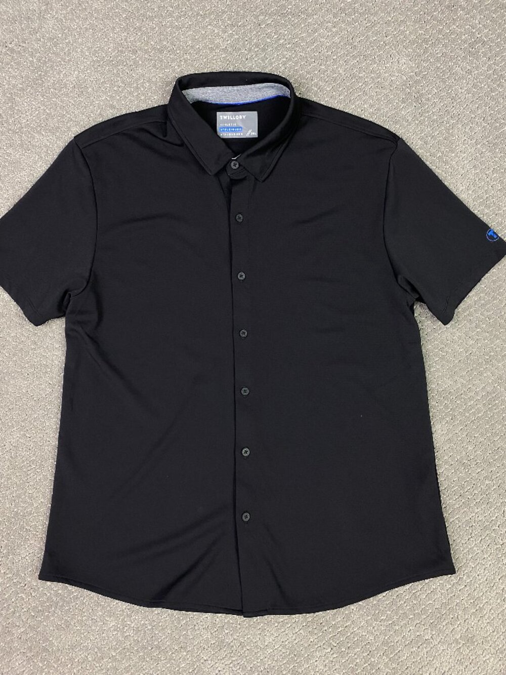 Twillory Athleisure Shirt Mens 2XL XL Black Short Sleeve Button Up Performance